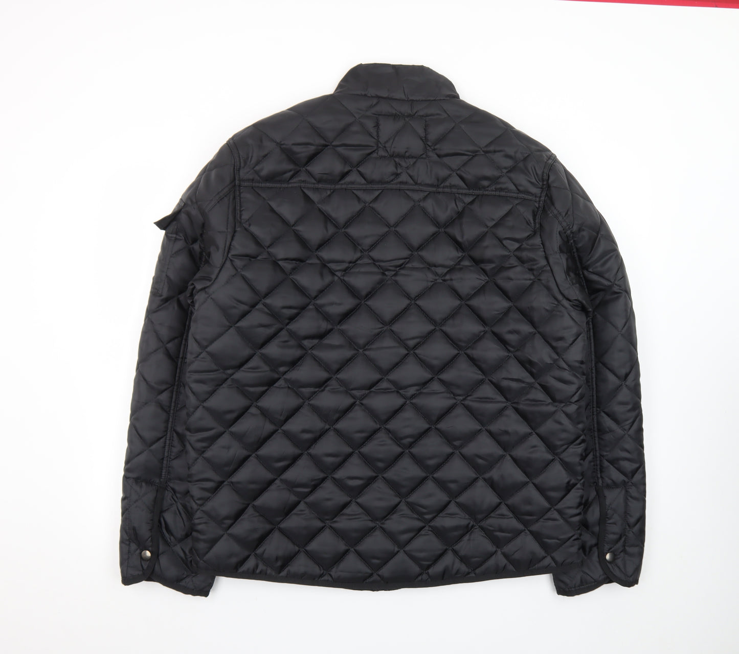 F&F Mens Black Quilted Polyester Jacket L Regular Fit Water Resistant