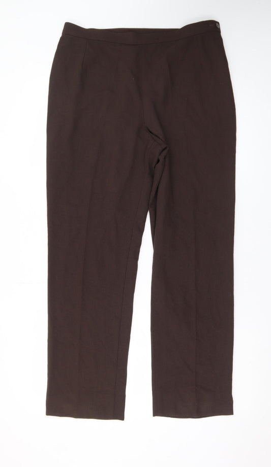Marks and Spencer Women Mocha Brown Straight Leg Trousers UK 16