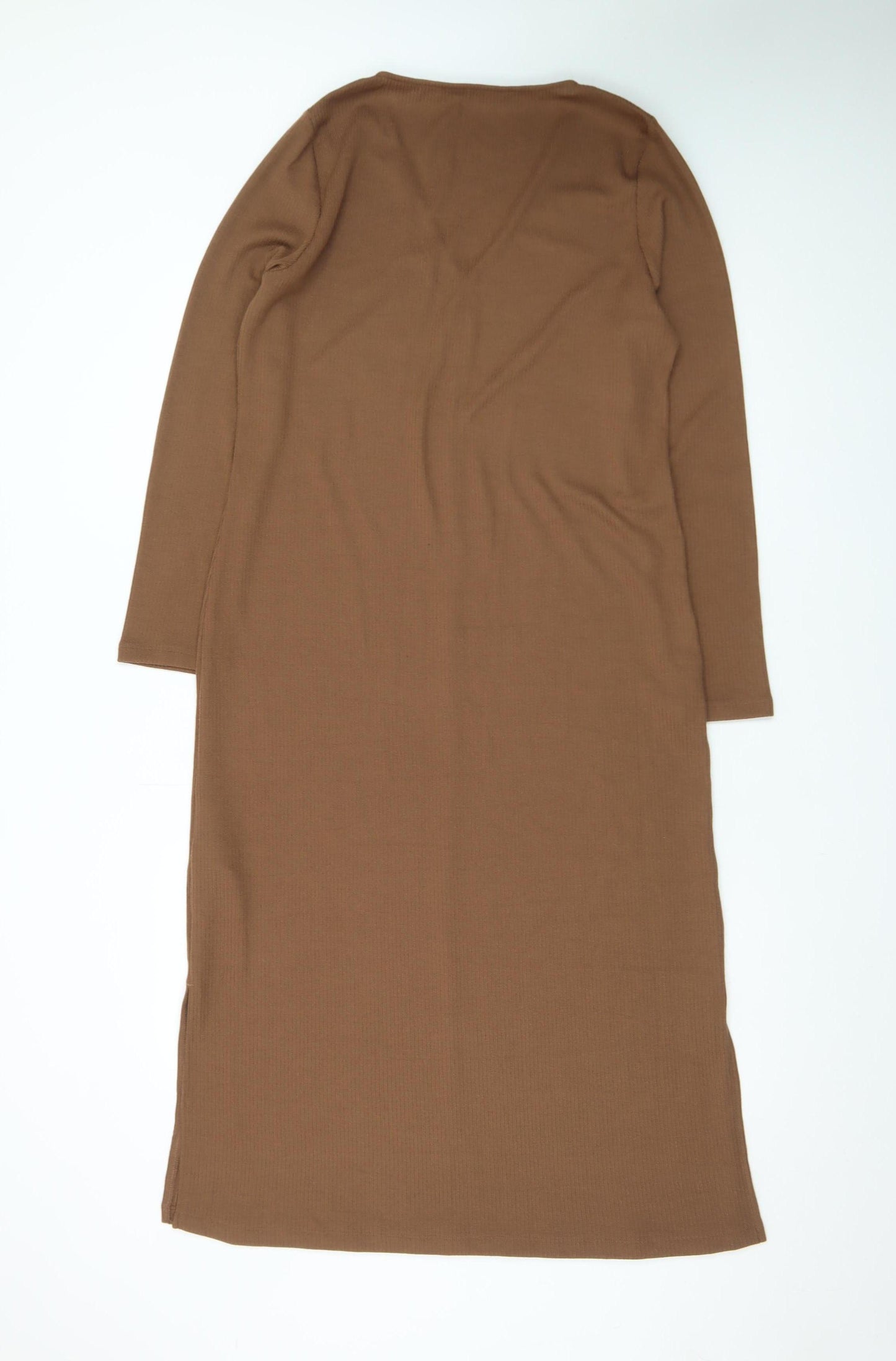 Marks and Spencer Women Brown Long Sleeve Bodycon Midi Dress Size 14