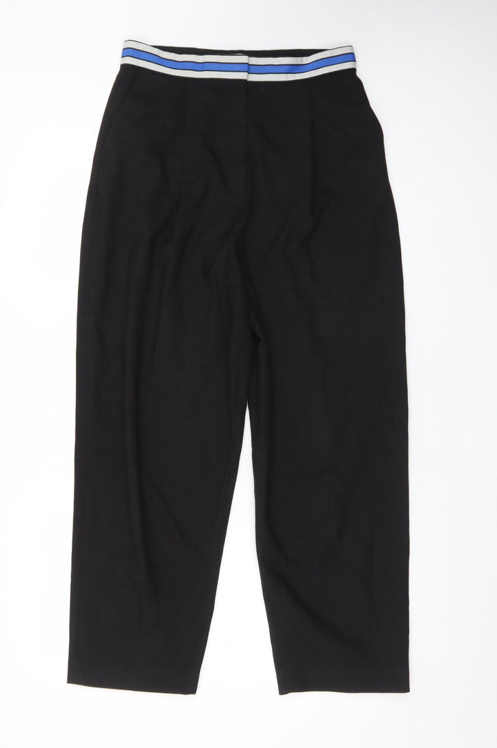 & Other Stories Women Black Trousers Size 10 Elastic Waist Crop Style