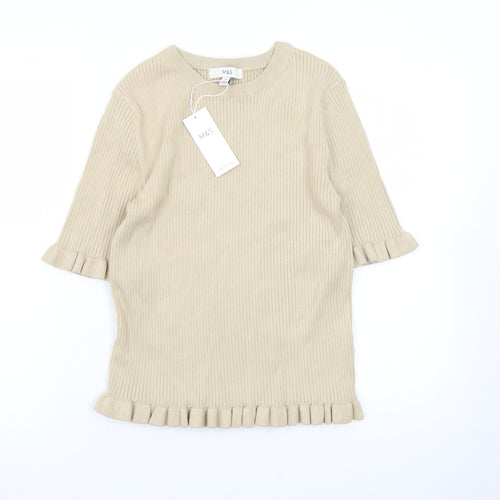 Marks and Spencer Women’s Beige Ruffle Knit Pullover Jumper M
