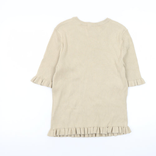 Marks and Spencer Women’s Beige Ruffle Knit Pullover Jumper M