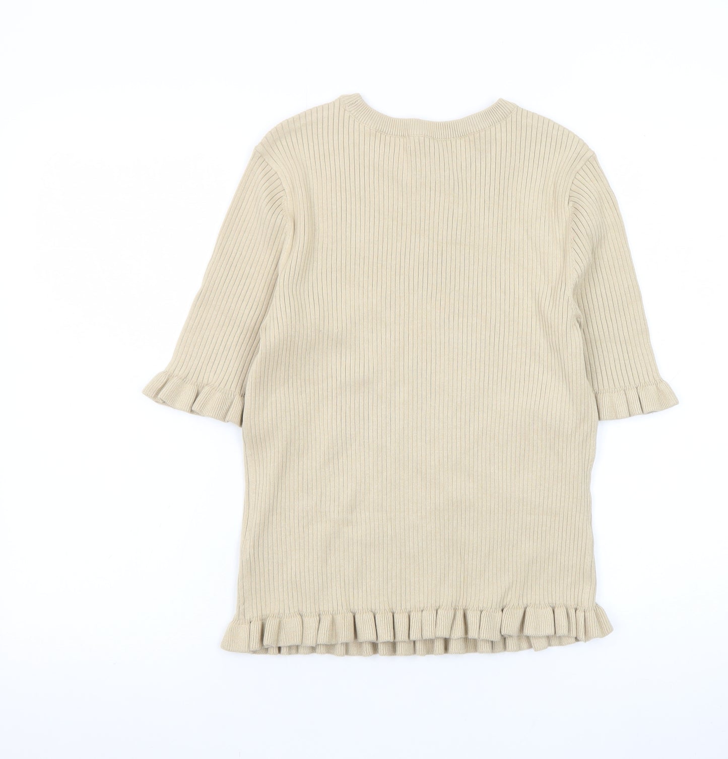 Marks and Spencer Women’s Beige Ruffle Knit Pullover Jumper M
