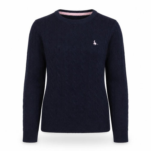 Jack Wills Women's Navy Cable-Knit Jumper UK 8 Extra Fine Merino Wool