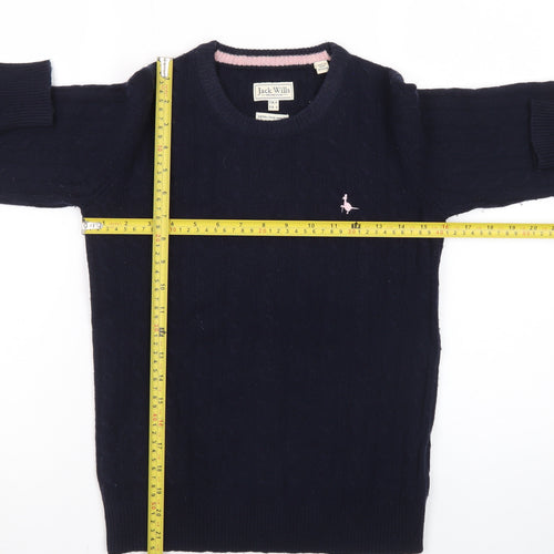 Jack Wills Women's Navy Cable-Knit Jumper UK 8 Extra Fine Merino Wool