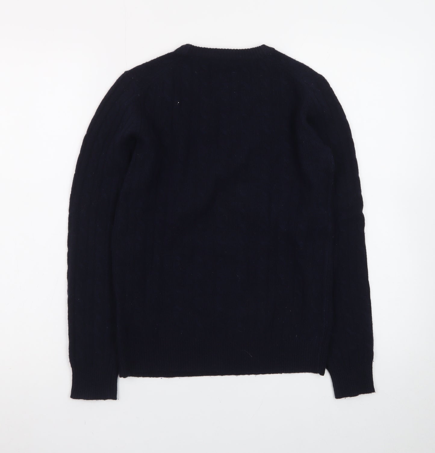 Jack Wills Women's Navy Cable-Knit Jumper UK 8 Extra Fine Merino Wool