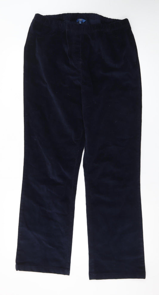 Cotton Traders Women’s Blue Velvet Stretch Trousers Size 16
