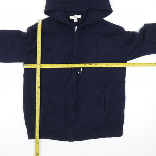 Marks and Spencer Women Blue Pure Cashmere Hooded Full Zip Jumper M