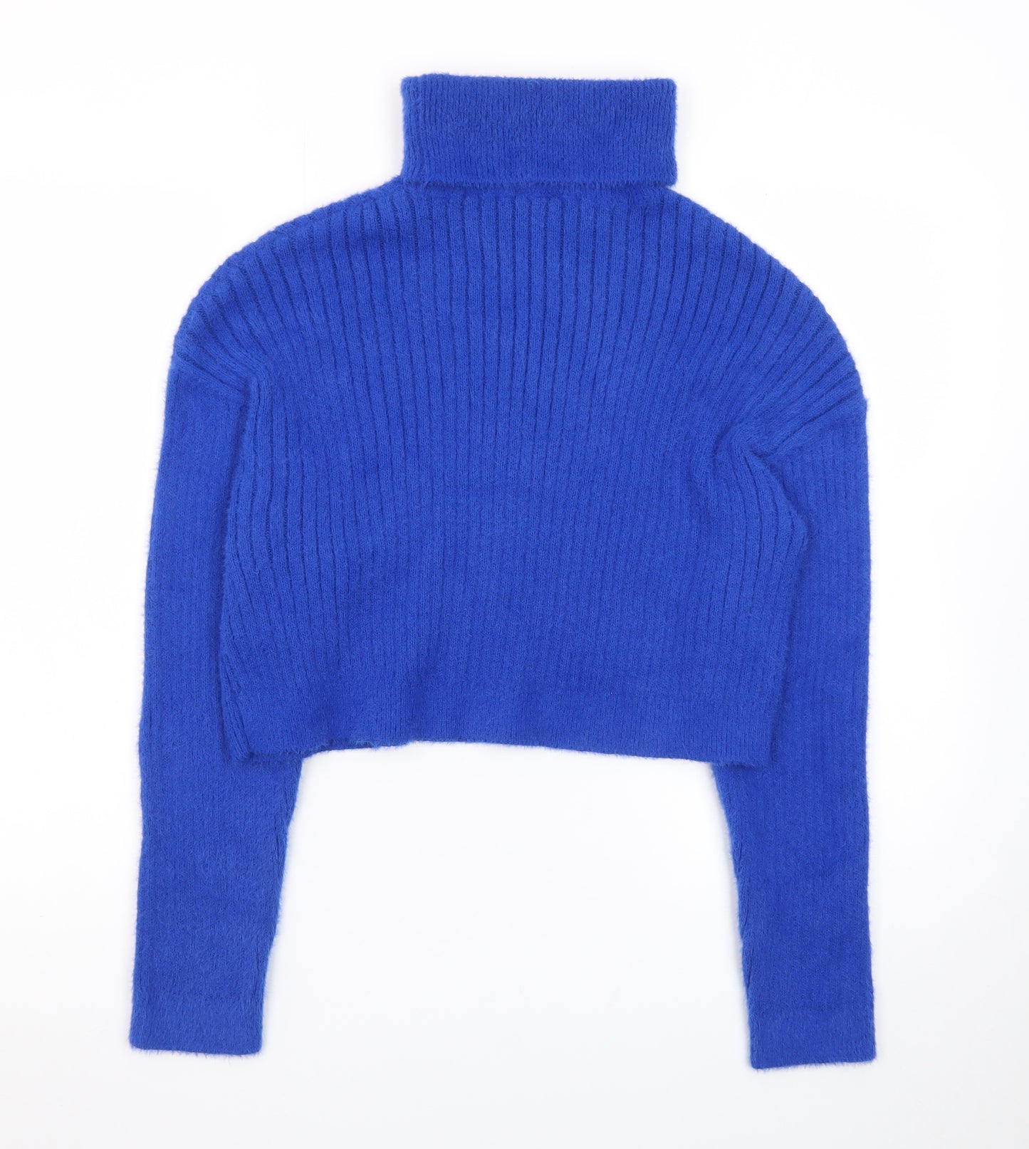 Pimkie Womens Blue Roll Neck Ribbed Knit Jumper Size 12