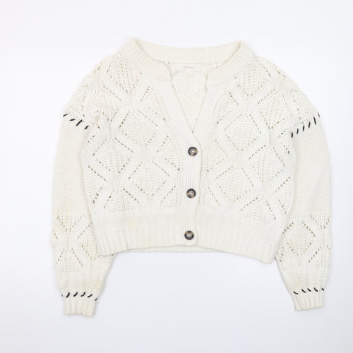 Marks and Spencer Women’s Ivory Knit V-Neck Button Cardigan Size M