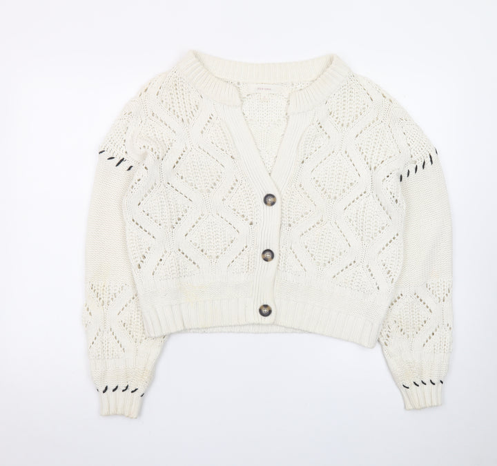 Marks and Spencer Women’s Ivory Knit V-Neck Button Cardigan Size M