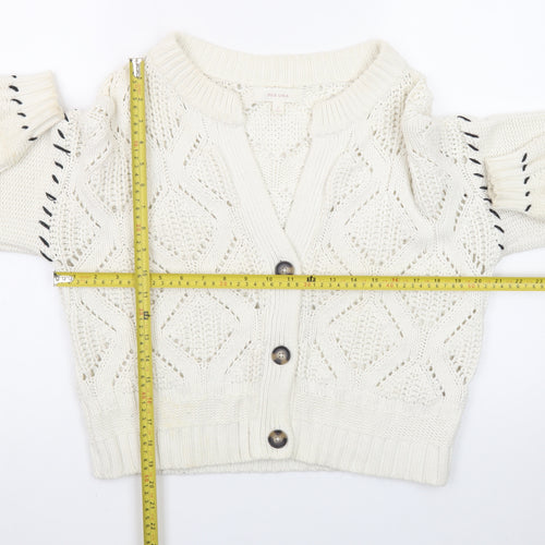 Marks and Spencer Women’s Ivory Knit V-Neck Button Cardigan Size M