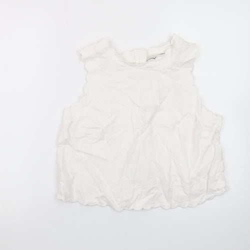 Marks and Spencer Women's White Sleeveless Cotton Blouse Size 14
