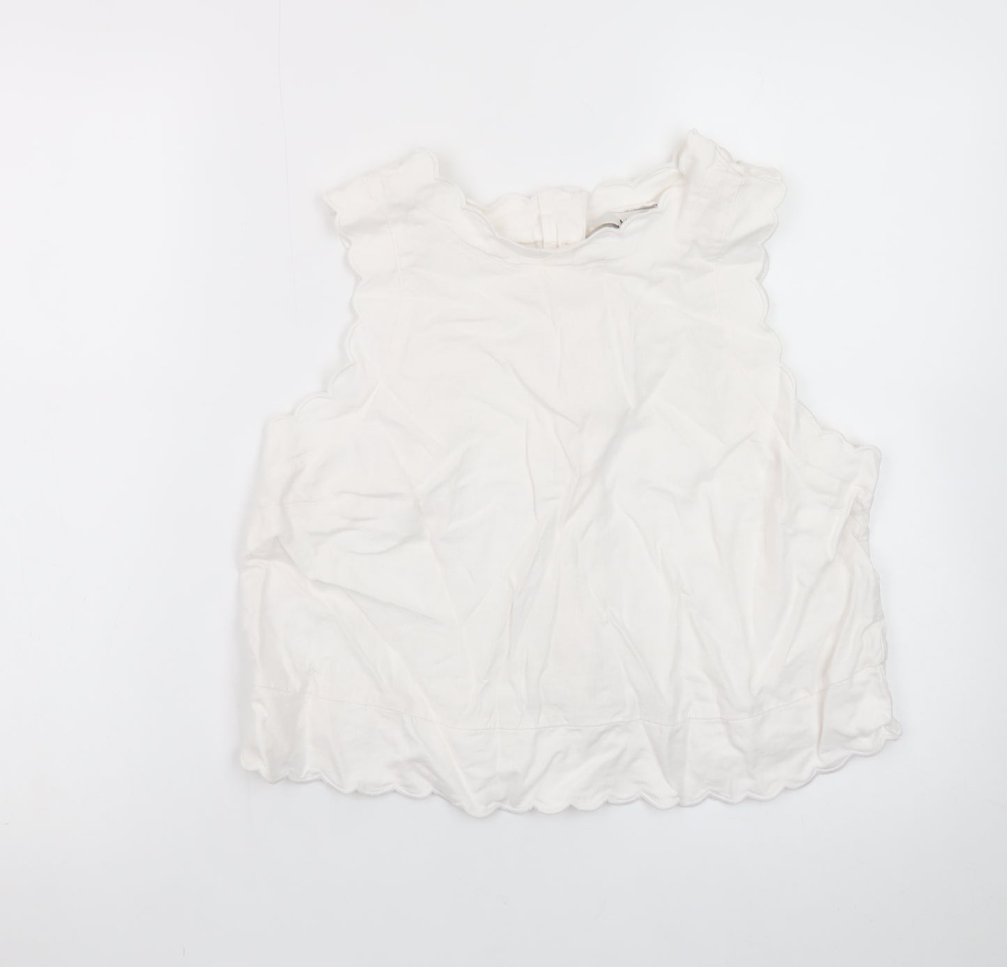 Marks and Spencer Women's White Sleeveless Cotton Blouse Size 14