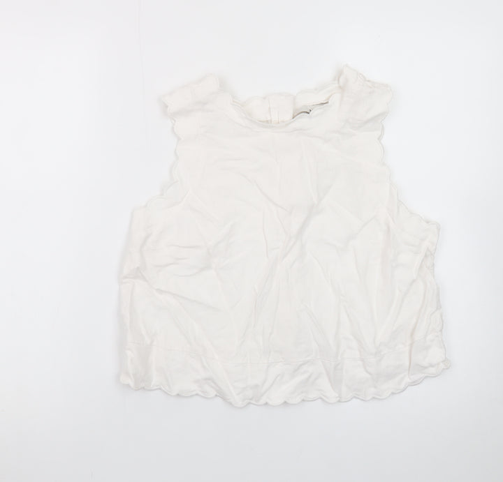 Marks and Spencer Women's White Sleeveless Cotton Blouse Size 14