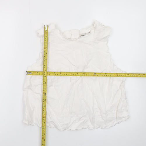Marks and Spencer Women's White Sleeveless Cotton Blouse Size 14