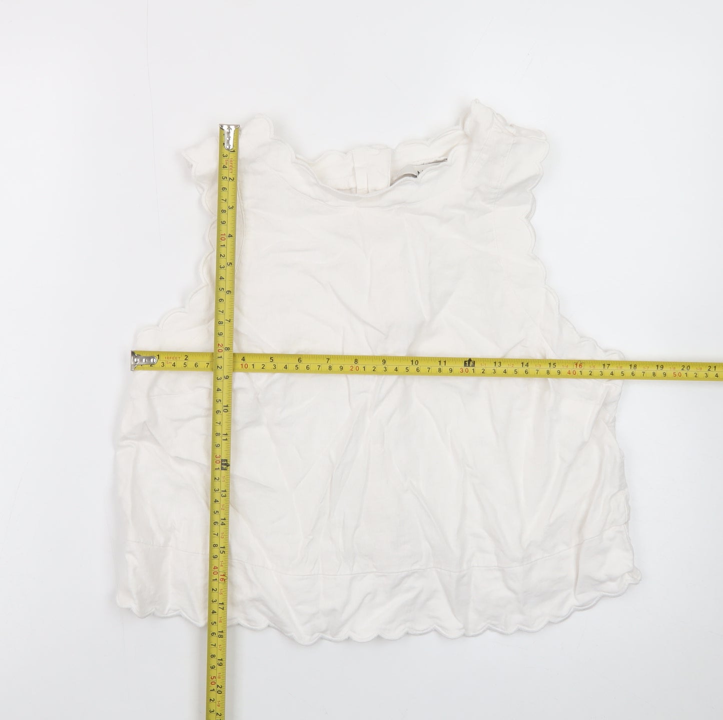 Marks and Spencer Women's White Sleeveless Cotton Blouse Size 14