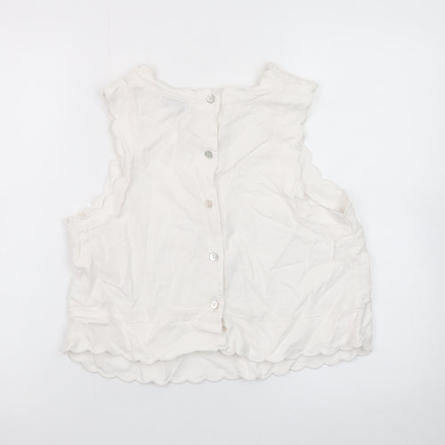 Marks and Spencer Women's White Sleeveless Cotton Blouse Size 14