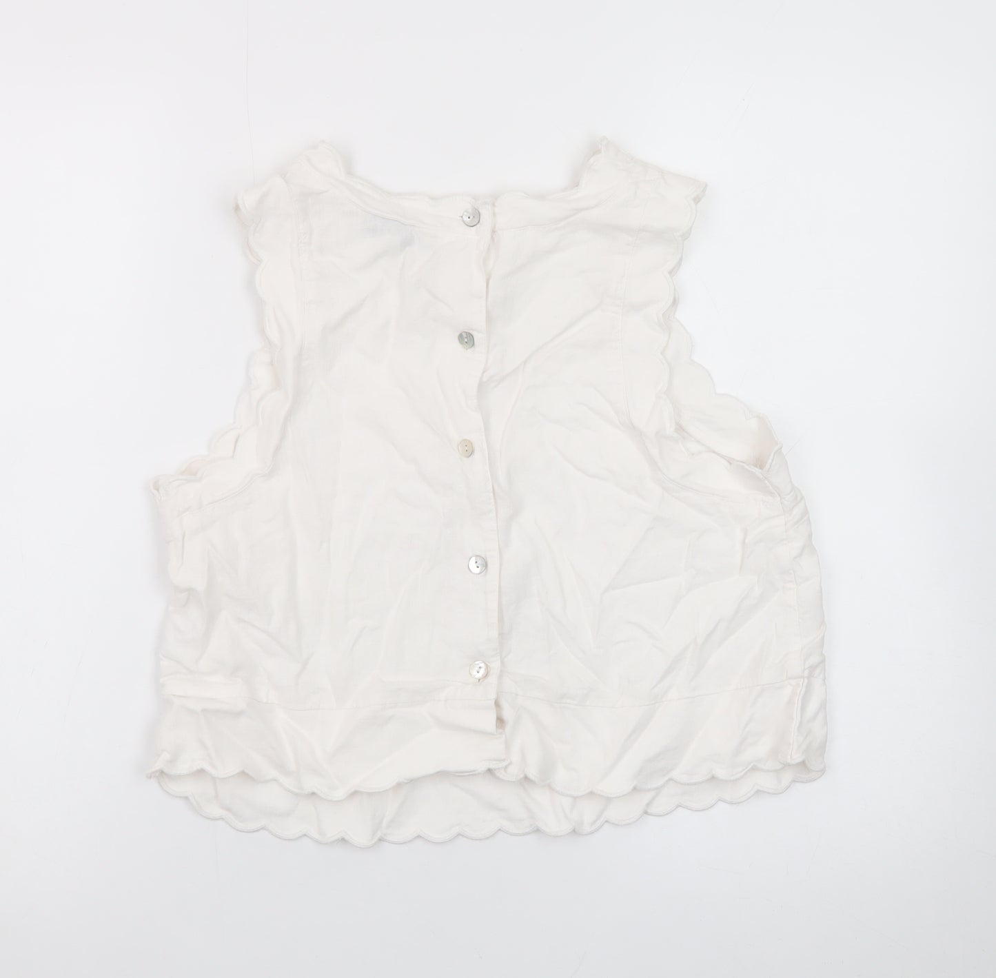 Marks and Spencer Women's White Sleeveless Cotton Blouse Size 14
