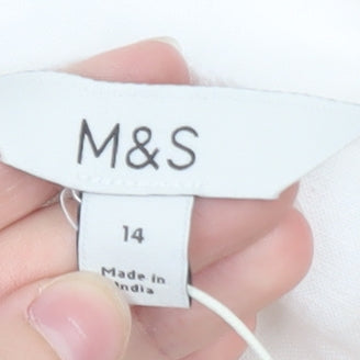 Marks and Spencer Women's White Sleeveless Cotton Blouse Size 14