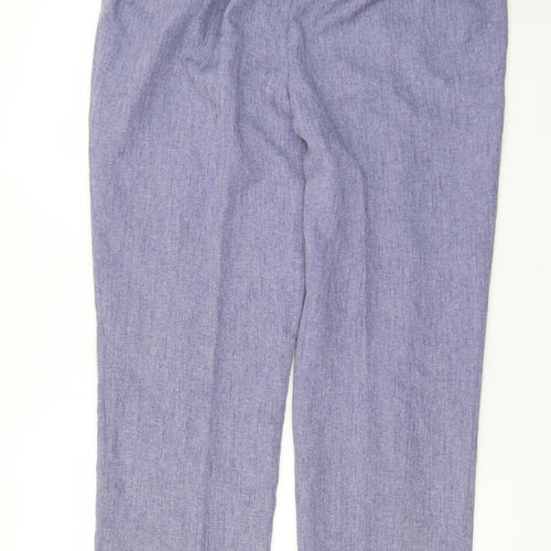 Honor Millburn Womens Blue Linen Blend Straight Leg Trousers Size 18