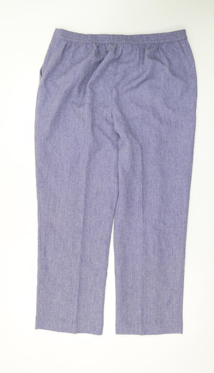 Honor Millburn Womens Blue Linen Blend Straight Leg Trousers Size 18
