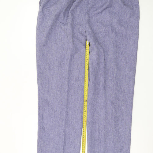 Honor Millburn Womens Blue Linen Blend Straight Leg Trousers Size 18