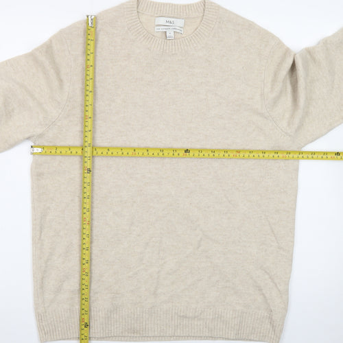 Marks and Spencer Women Beige Wool Crew Neck Pullover Jumper M