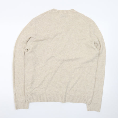 Marks and Spencer Women Beige Wool Crew Neck Pullover Jumper M