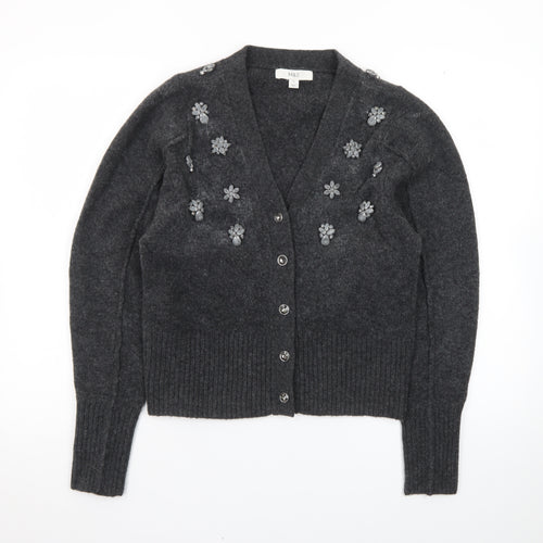 Marks and Spencer Women’s Grey Wool Jewel Embellished Cardigan XS