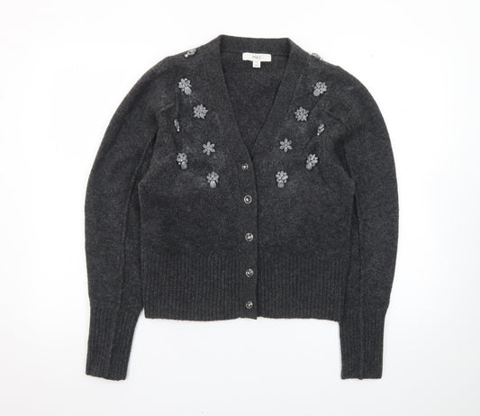Marks and Spencer Women’s Grey Wool Jewel Embellished Cardigan XS