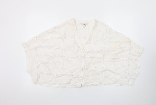 Marks and Spencer Women Ivory Cotton Cropped Lace Blouse Size 10