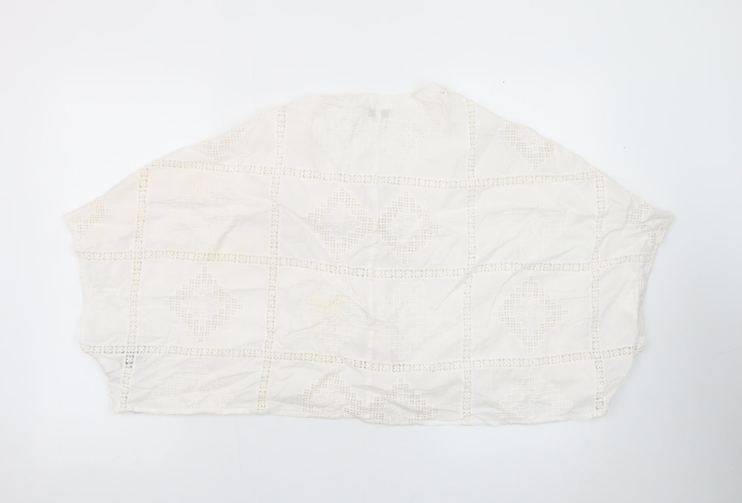 Marks and Spencer Women Ivory Cotton Cropped Lace Blouse Size 10