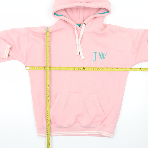 Jack Wills Womens Pink Hoodie Size 6 Pullover Cotton Blend Logo Design