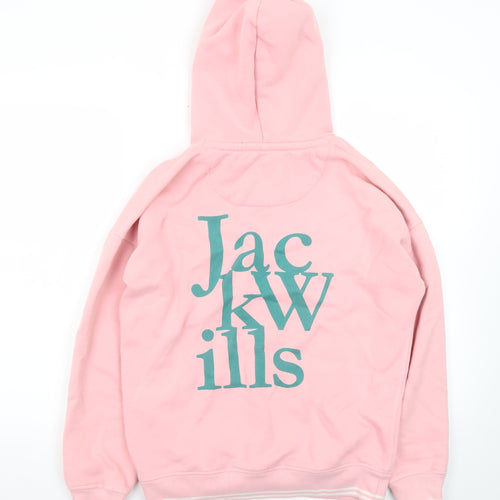 Jack Wills Womens Pink Hoodie Size 6 Pullover Cotton Blend Logo Design
