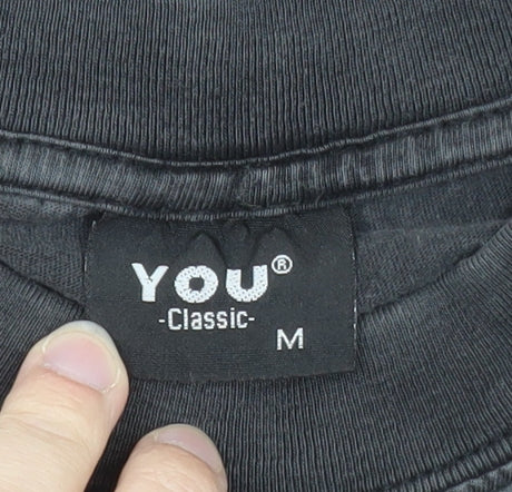 YOU Classic Men's Black Crew Neck Short Sleeve Cotton T-Shirt M