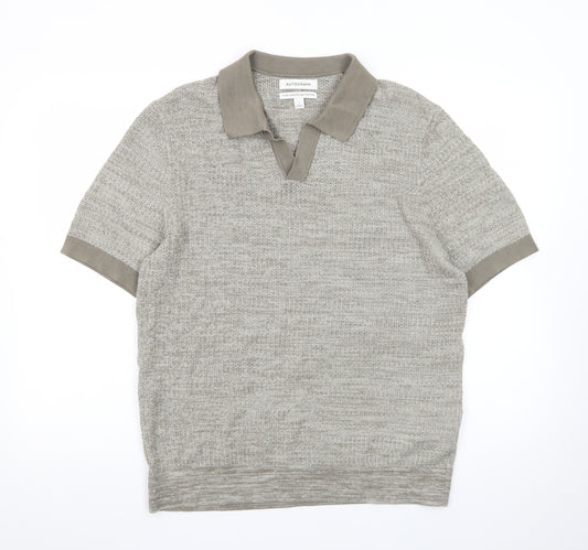 Marks and Spencer Autograph Men's Grey L Cotton Knit Polo Shirt