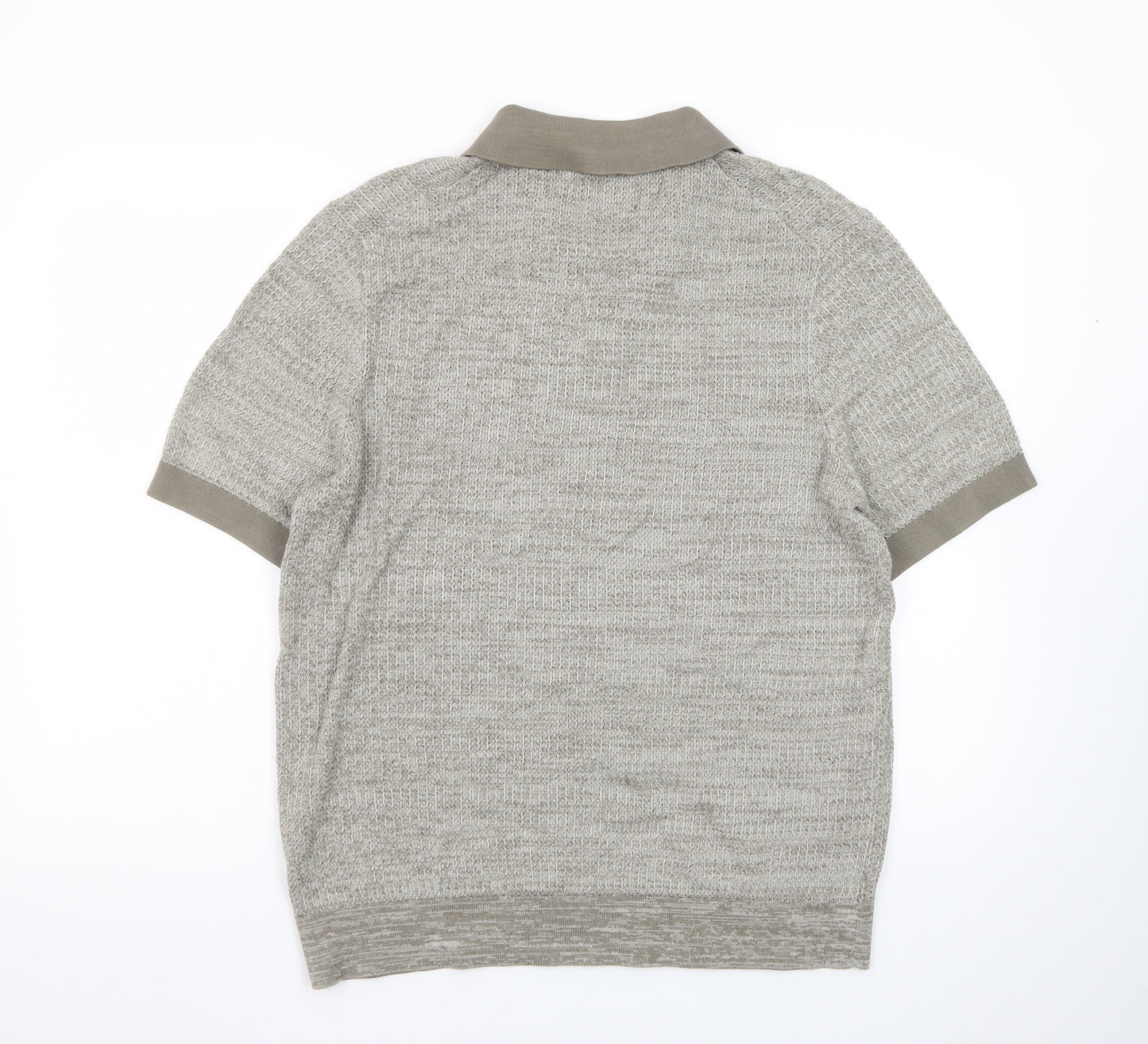 Marks and Spencer Autograph Men's Grey L Cotton Knit Polo Shirt
