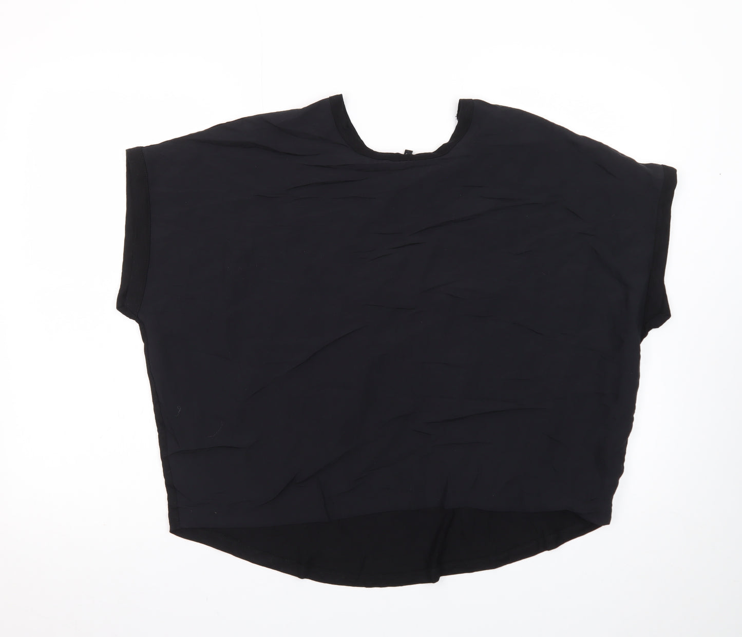 NEXT Women Black Size 12 Basic Short Sleeve Modal Blouse