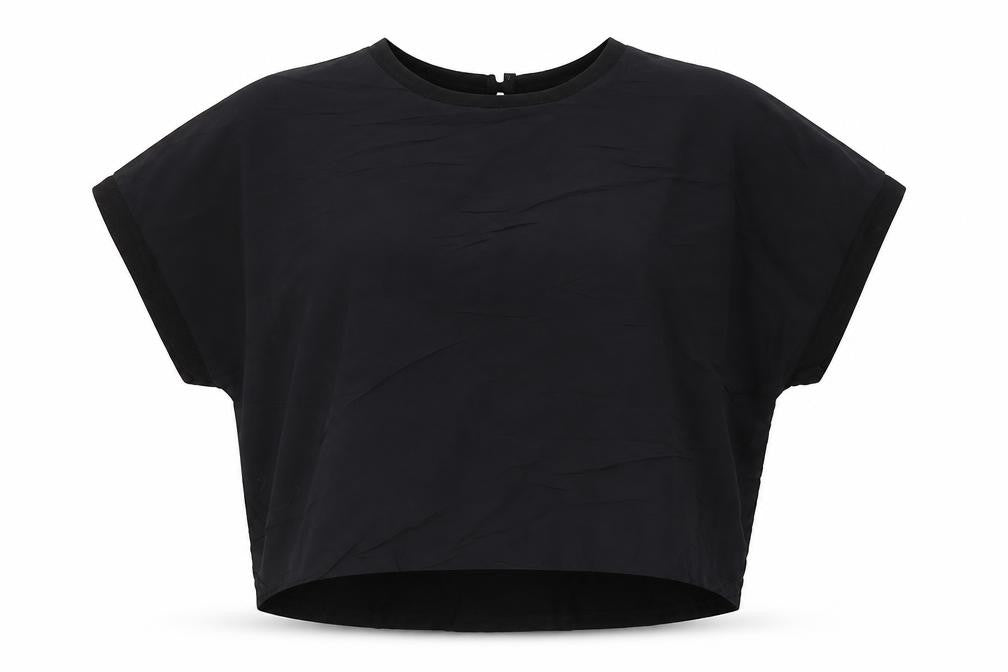 Front view of Next Women Black, size 12, Basic Short Sleeve Modal Blouse