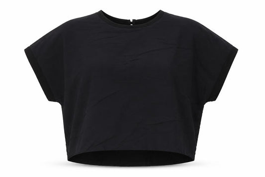 Front view of Next Women Black, size 12, Basic Short Sleeve Modal Blouse