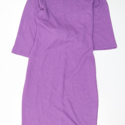 Marks and Spencer Women's Purple Knit Bodycon Belted Dress Size 14
