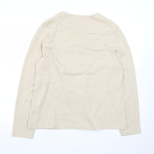 Dash Women Beige Embroidered Cotton V-Neck Cardigan Size 18