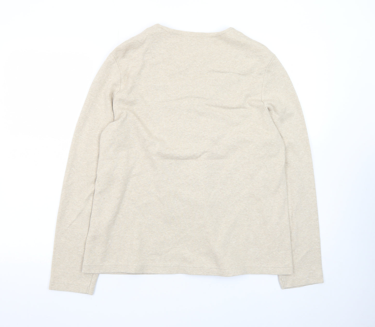 Dash Women Beige Embroidered Cotton V-Neck Cardigan Size 18