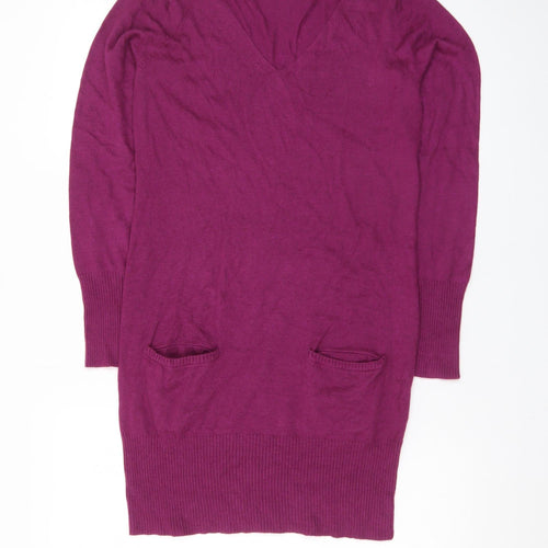 Marks and Spencer Women’s Purple Size 8 Long Sleeve Knit Jumper Dress
