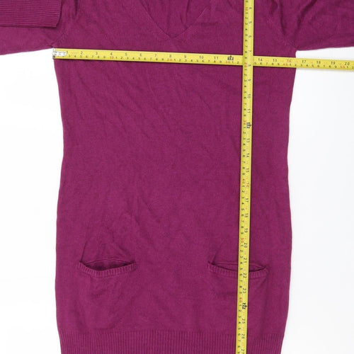 Marks and Spencer Women’s Purple Size 8 Long Sleeve Knit Jumper Dress