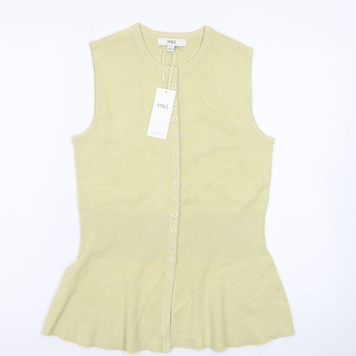 Marks and Spencer Women’s Yellow Sleeveless Knit Button Blouse Size S