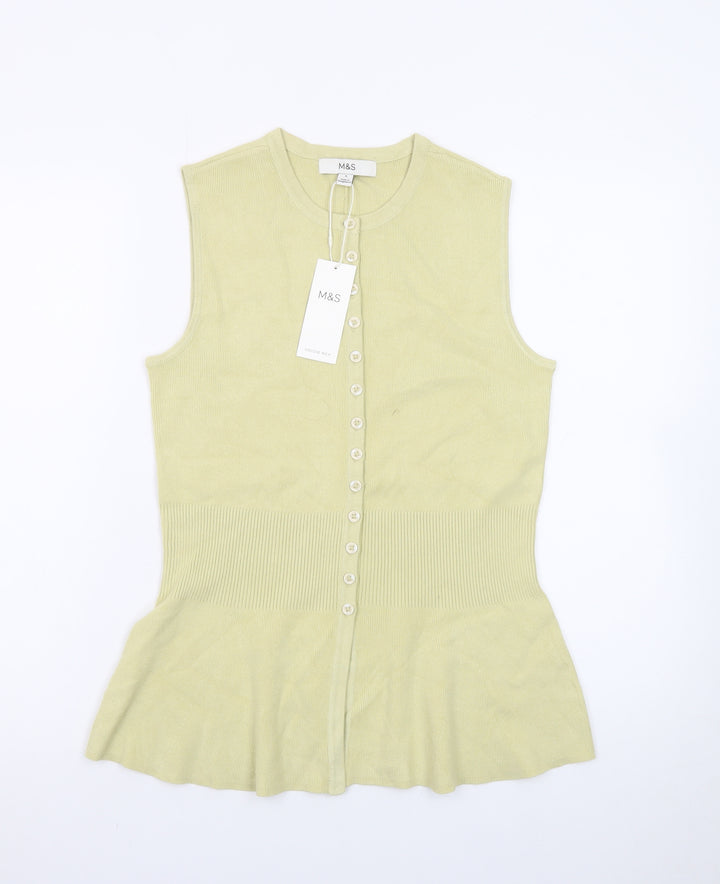 Marks and Spencer Women’s Yellow Sleeveless Knit Button Blouse Size S