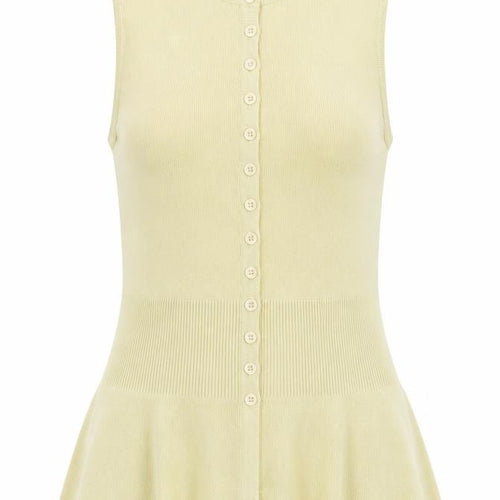 Marks and Spencer Women’s Yellow Sleeveless Knit Button Blouse Size S