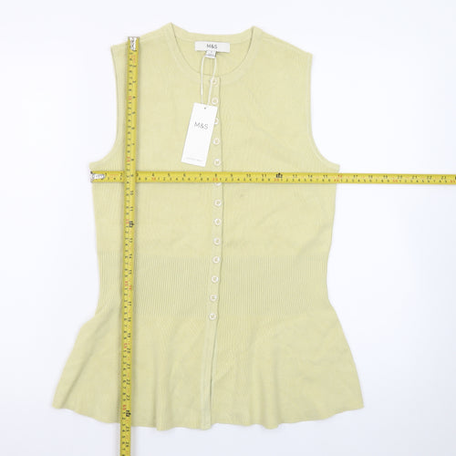 Marks and Spencer Women’s Yellow Sleeveless Knit Button Blouse Size S